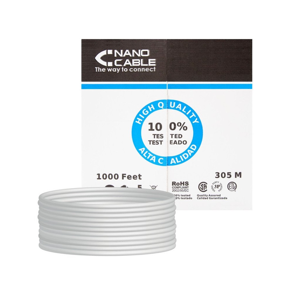 Meta title-NANOCABLE BOBINA CABLE RJ45 CAT5 FTP RIGIDO 305M ANDORRA , Accesorios Redes ANDORRA , Herramientas - Conectores Redes