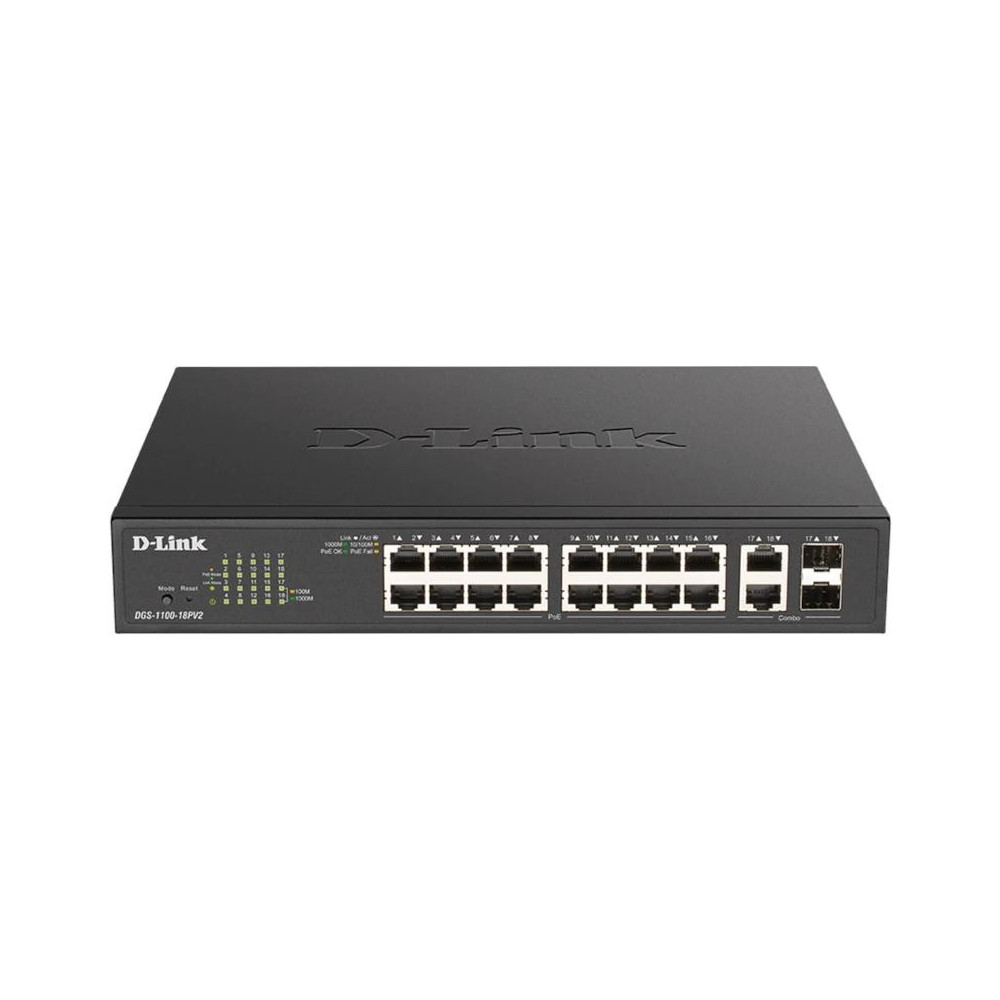Meta title-D-LINK DGS-1100-18PV2 SWITCH 16XGB 2XSFP POE+ ANDORRA , Switches y Puntos acceso ANDORRA , Switches armario ANDORRA ,