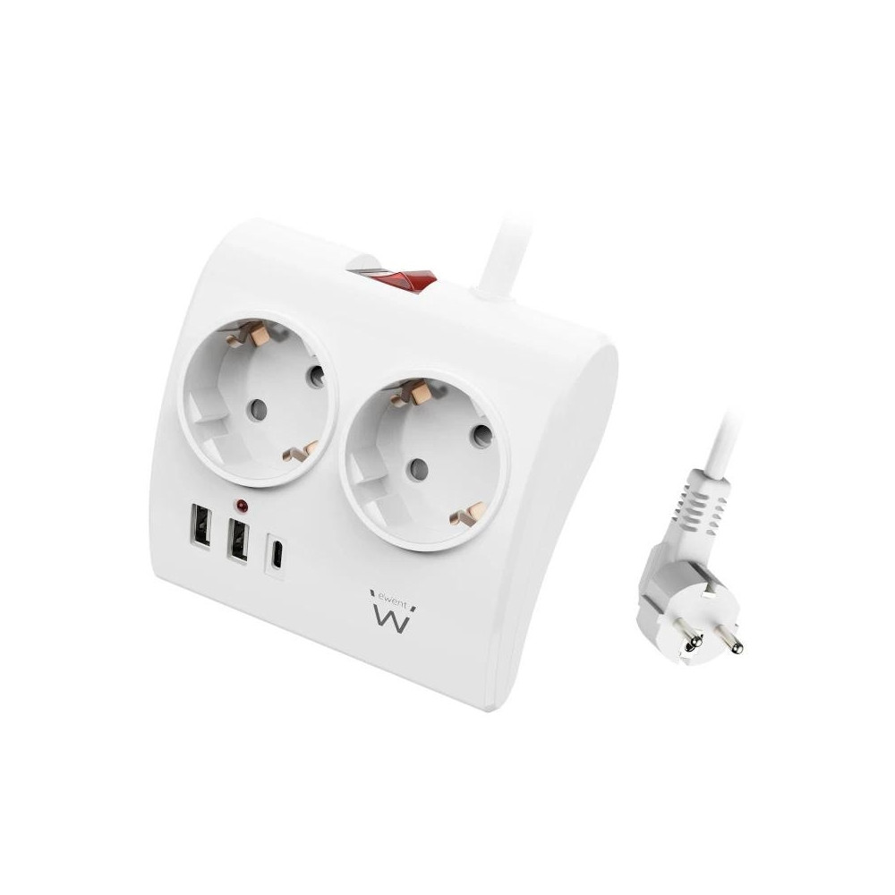 Meta title-EWENT EW3870 REGLETA 2  SHUCKO 2 USB-A 1 USB-C BL. ANDORRA , Accesorios Eléctricos ANDORRA , Regletas ANDORRA , 80521
