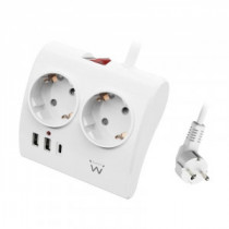 Meta title-EWENT EW3870 REGLETA 2  SHUCKO 2 USB-A 1 USB-C BL. ANDORRA , Accesorios Eléctricos ANDORRA , Regletas ANDORRA , 80521