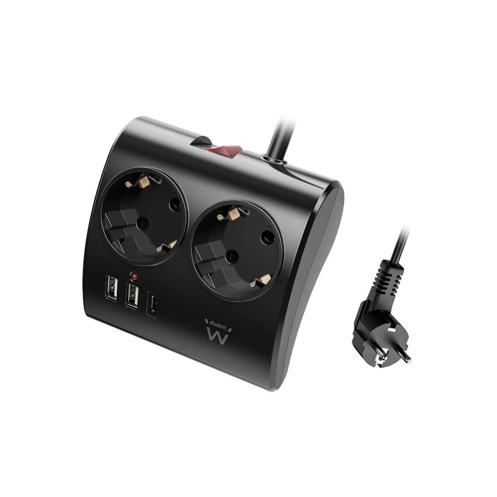 Meta title-EWENT EW3871 REGLETA 2  SHUCKO 2 USB-A 1 USB-C NEG ANDORRA , Accesorios Eléctricos ANDORRA , Regletas ANDORRA , 80521