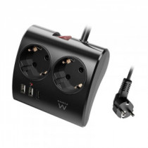 Meta title-EWENT EW3871 REGLETA 2  SHUCKO 2 USB-A 1 USB-C NEG ANDORRA , Accesorios Eléctricos ANDORRA , Regletas ANDORRA , 80521